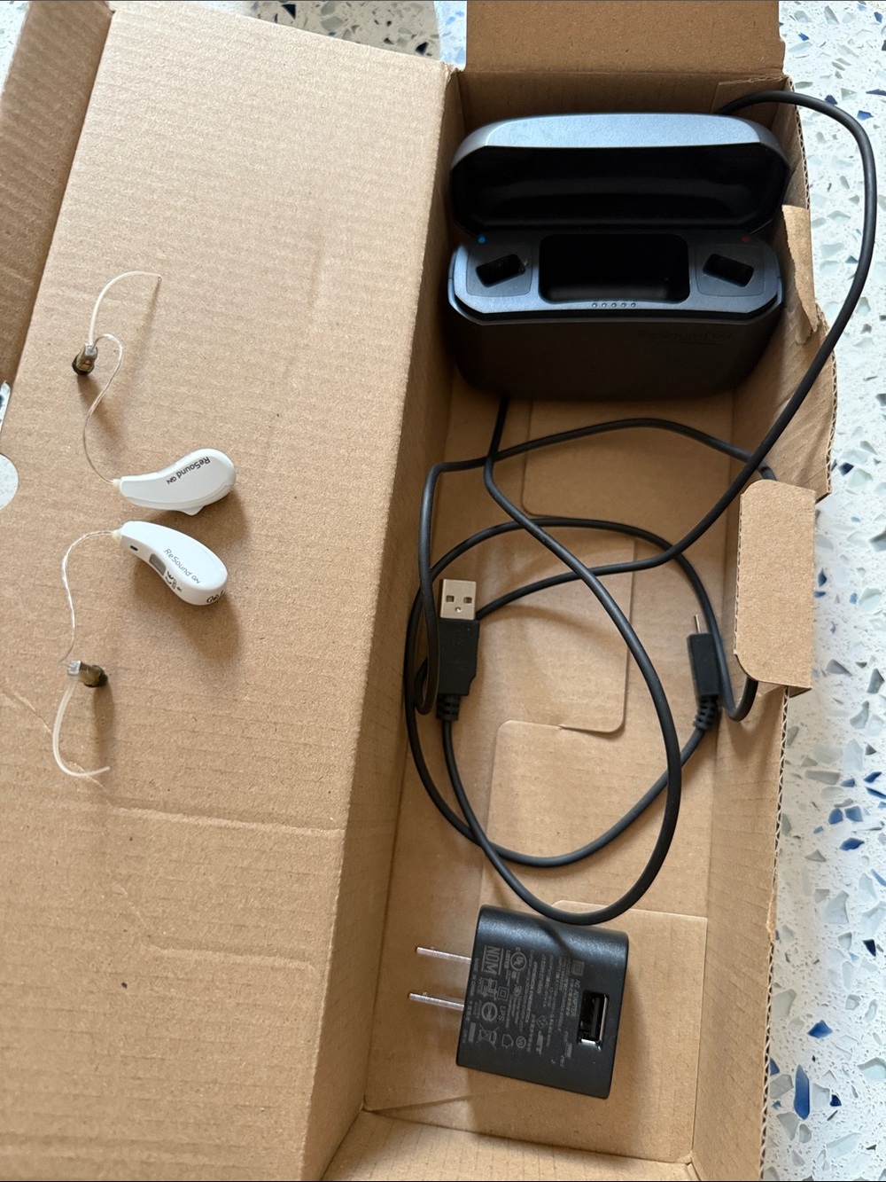 Rechargeable Hearing Aids with Charging Dock - White